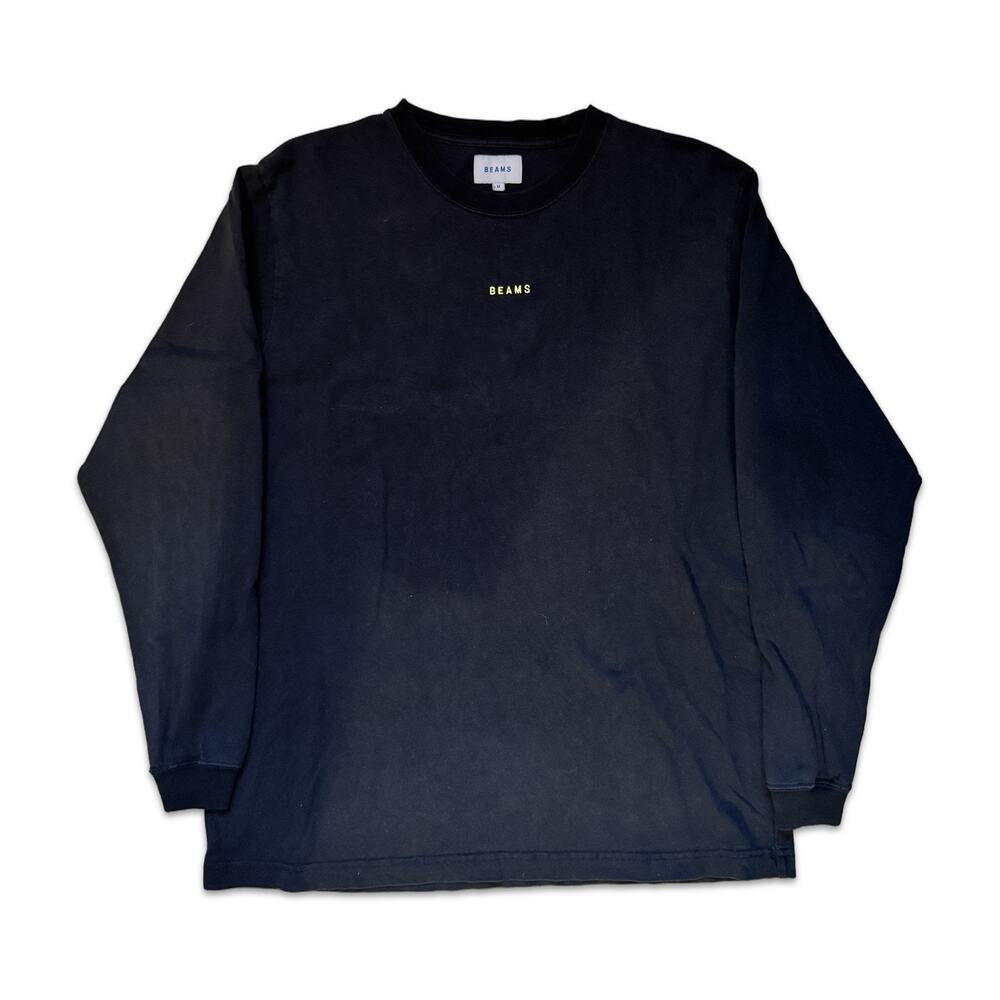 Vintage Beams Black Long Sleeve T-Shirt Embroidered Logo (Mens Size Medium)